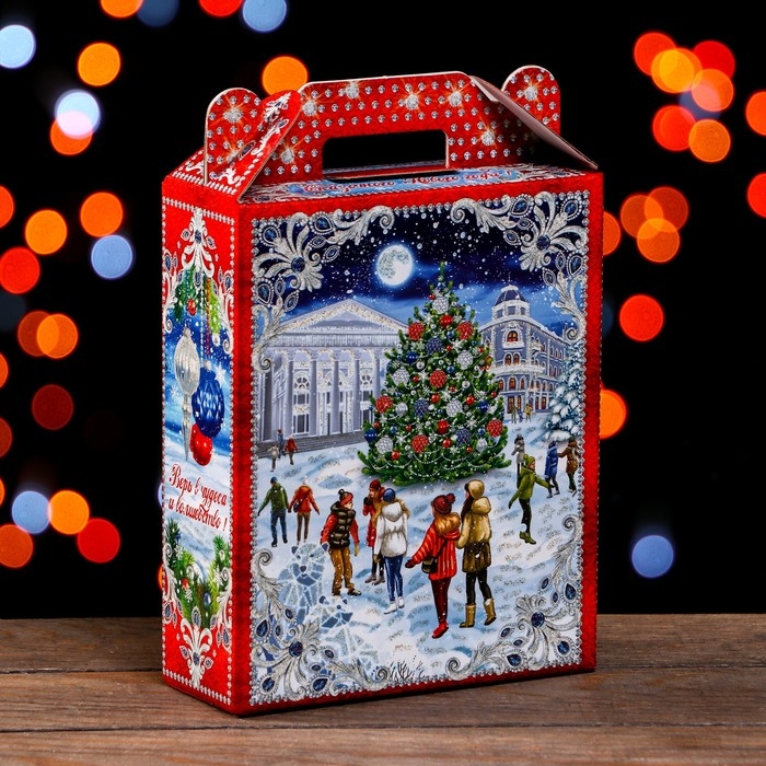 Новый год. Подарочная коробка Новый год. Подарочная коробка "На Катке" 16,8 х 7 х 25 см.