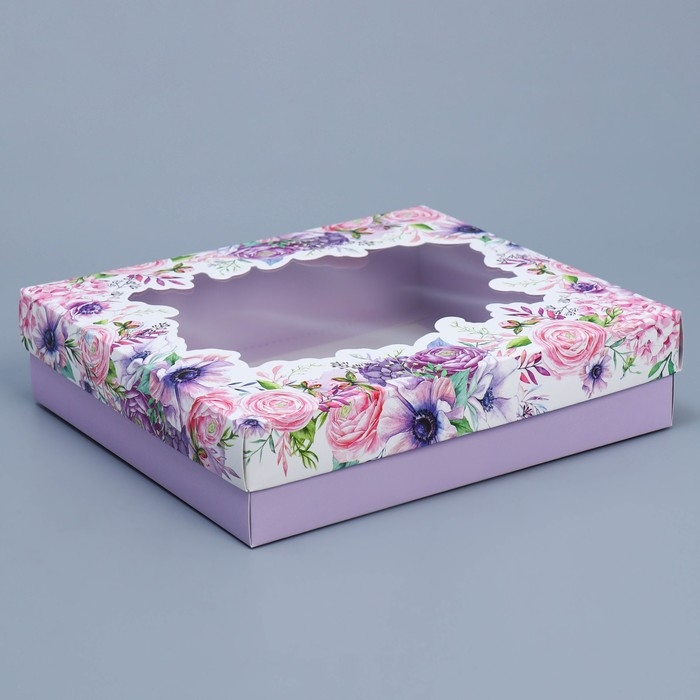 Коробка подарочная, упаковка, «Цветы» , 23.5 х 20.5 х 5.5 см Коробка подарочная, упаковка, «Цветы» , 23.5 х 20.5 х 5.5 см
