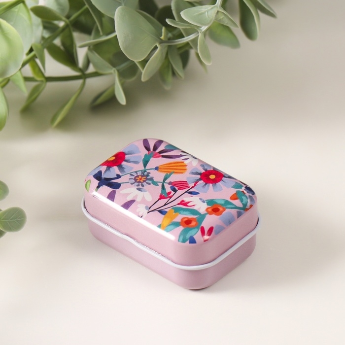 Шкатулка металл прямоугольная  Шкатулка металл прямоугольная "Цветочки" МИКС 5,8х4,2х2.6 см