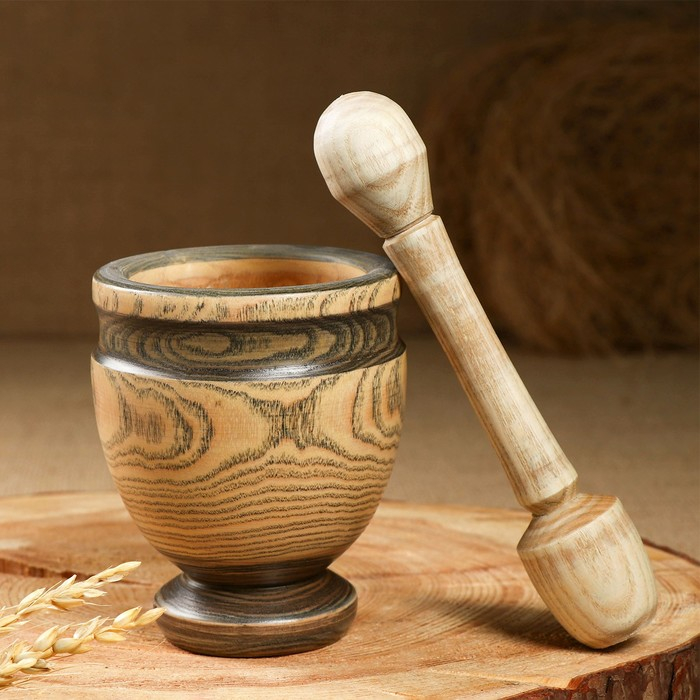 Набор: ступка с пестиком, ясень , 13 см, МИКС Набор: ступка с пестиком, ясень , 13 см, МИКС