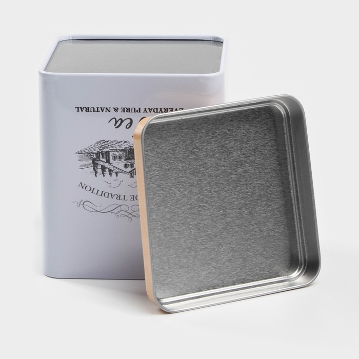 Банка для чая &laquo;Дом и поле&raquo;, 12&times;10&times;10 см, цвет белый