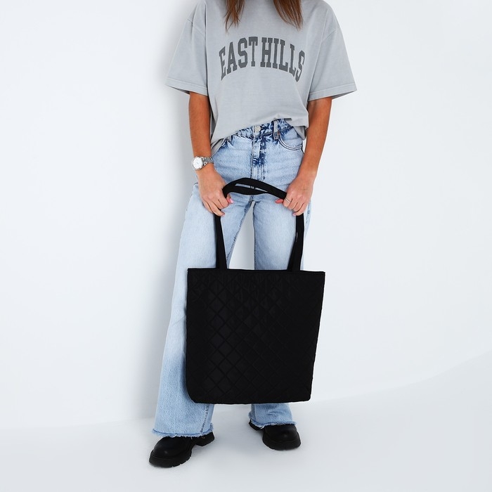 Шопер женский болоньевый, 40х35х7см, чёрный цвет Шопер женский болоньевый, 40х35х7см, чёрный цвет