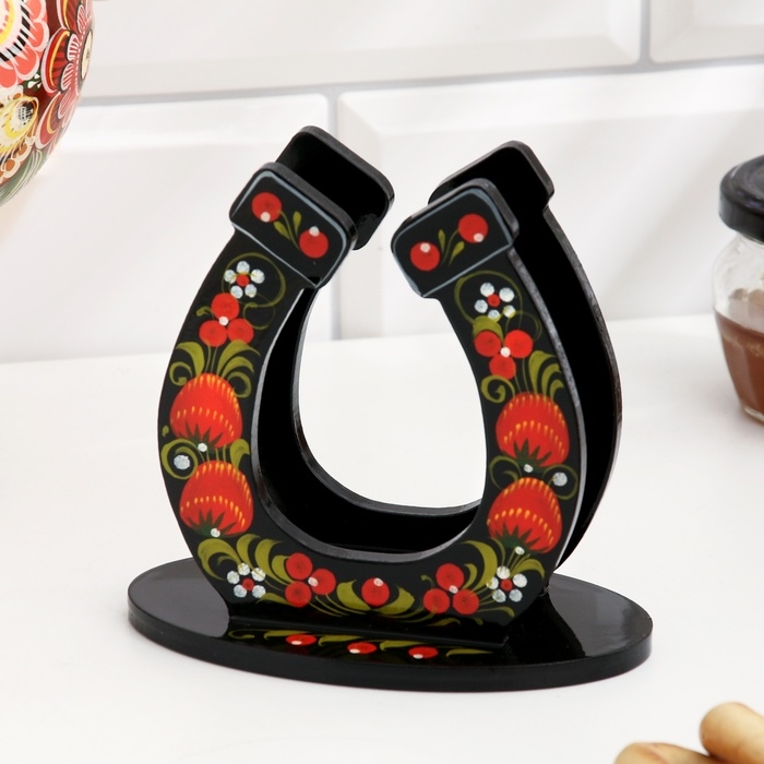 Салфетница «Подкова», 7 х 12 см, хохлома Салфетница «Подкова», 7 х 12 см, хохлома