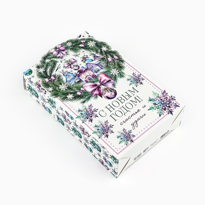 Коробка новогодняя складная «Новогодний венок» 18.4 х 30.4 х 7.3 см, Новый год Коробка новогодняя складная «Новогодний венок» 18.4 х 30.4 х 7.3 см, Новый год