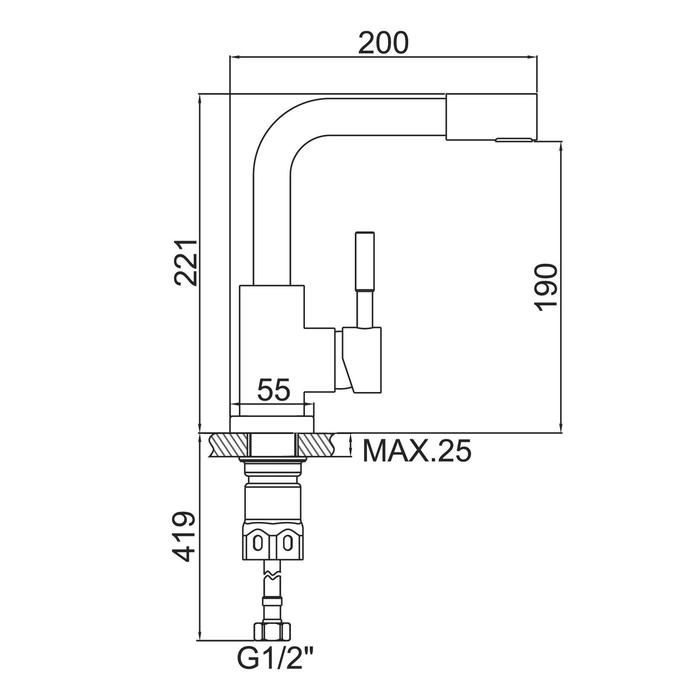 Cмеситель для раковины Accoona A9690-2, однорычажный, с гайкой, нержавеющая сталь Cмеситель для раковины Accoona A9690-2, однорычажный, с гайкой, нержавеющая сталь