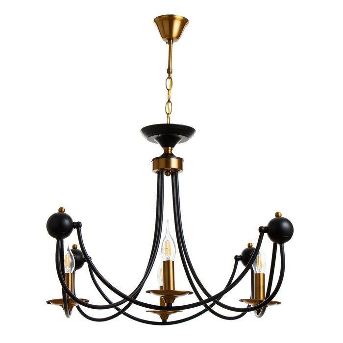 Люстра Люстра "Фломи" 4хЕ14 40Вт черно-золотой 60х73х60 см BayerLux