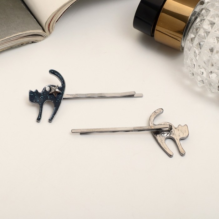 Невидимка для волос  Невидимка для волос "Кошечка со звездой" (набор 2 шт) 6 см