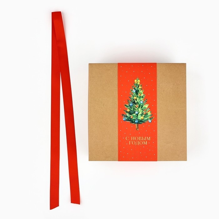 Коробка подарочная новогодняя складная «С Новым годом», тиснение, 20 х 20 х 8 см, Новый год Коробка подарочная новогодняя складная «С Новым годом», тиснение, 20 х 20 х 8 см, Новый год