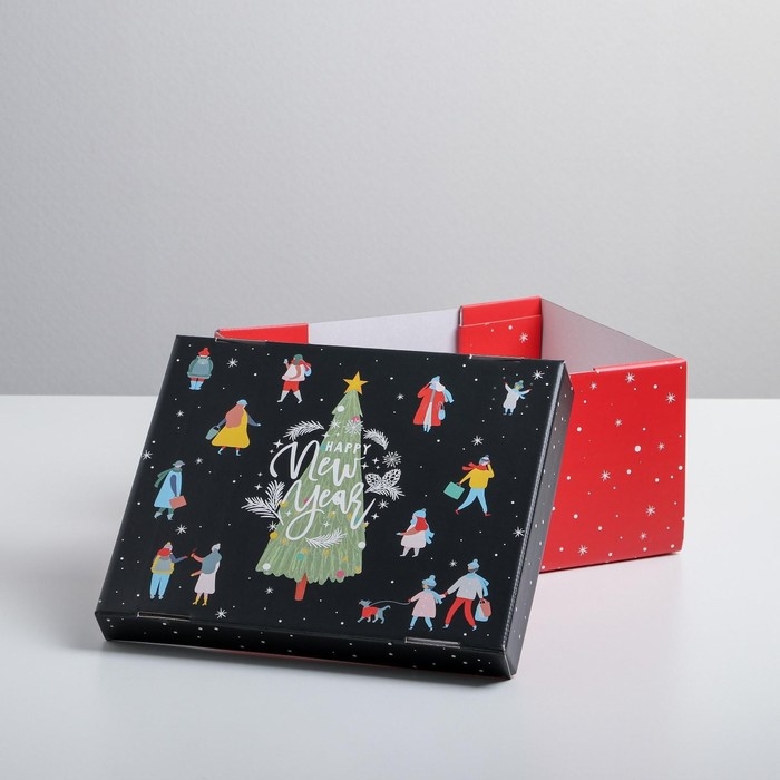 Коробка подарочная новогодняя складная «Happy new year», 31,2 х 25,6 х 16,1 см, Новый год Коробка подарочная новогодняя складная «Happy new year», 31,2 х 25,6 х 16,1 см, Новый год