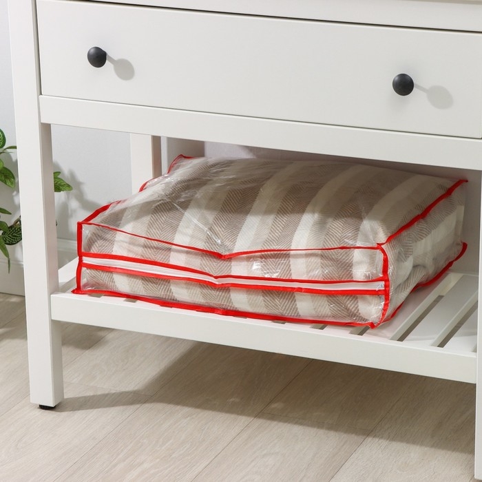 Кофр для хранения вещей, 53&times;45&times;15 см, прозрачный, цветной замок МИКС