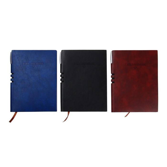 Ежедневник недатированный A5  Ежедневник недатированный A5 "Классика", обложка ПВХ, с ручкой, 140 листов, МИКС