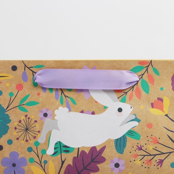 Пакет подарочный крафтовый горизонтальный, упаковка, «Present», 30 х 26 х 9 см