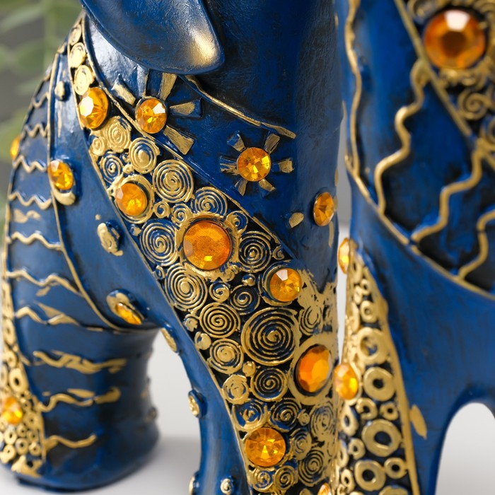 Сувенир полистоун Сувенир полистоун "Синие слоны с оранжевыми стразами" набор 2 шт 28,5х21х8,3 см