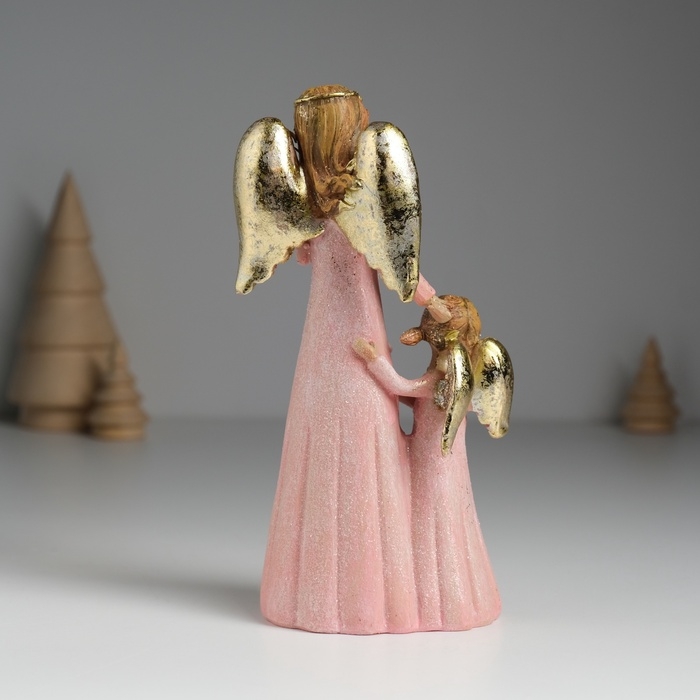 Сувенир полистоун Сувенир полистоун "Ангел с ангелочком в розовых платьях" 6,5х4х15,5 см