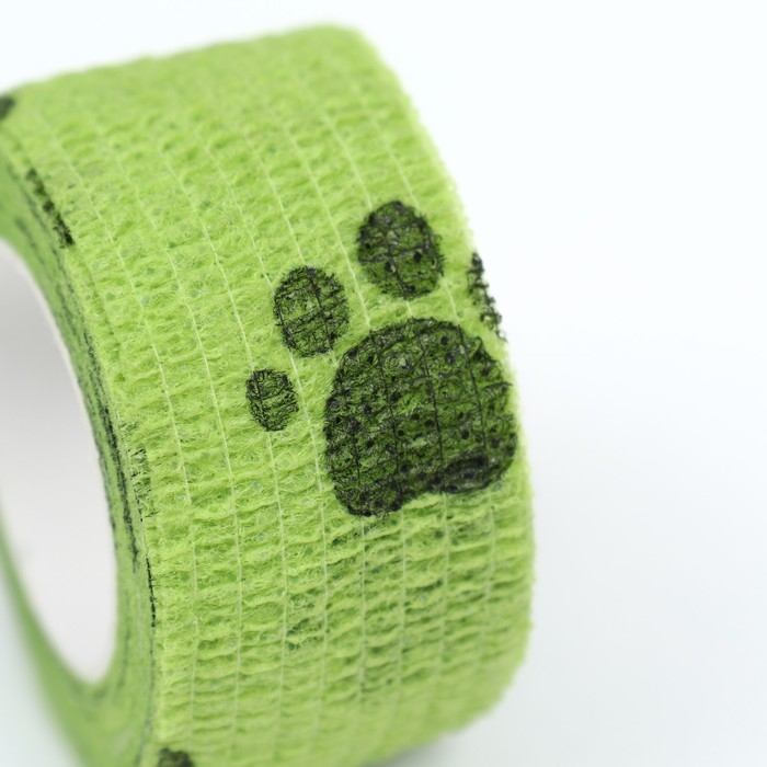 Бинт самофиксирующийся  Бинт самофиксирующийся "Лапки", 2,5 см, макс. растяжимость 4,5 м, салатовый