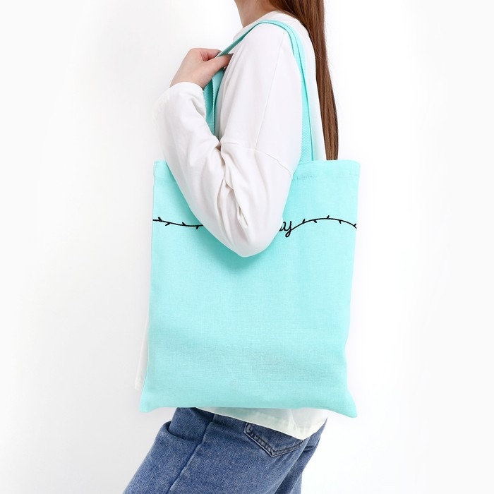 Шопер детский для девочки Be happy, 35 х 0,5 х 40 см, вышивка, бирюзовый Шопер детский для девочки Be happy, 35 х 0,5 х 40 см, вышивка, бирюзовый