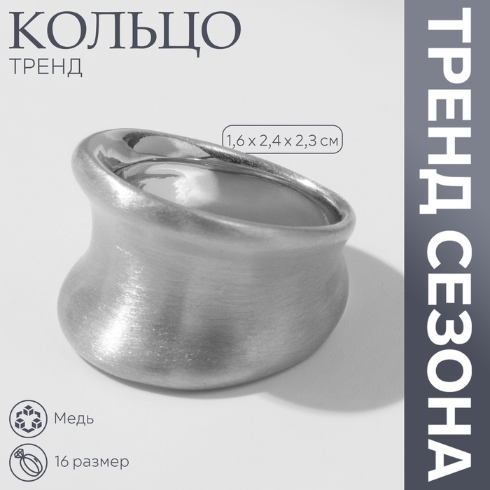 Кольцо металл «Тренд» матовое, вогнутое, цвет серебро, размер 16 Кольцо металл «Тренд» матовое, вогнутое, цвет серебро, размер 16