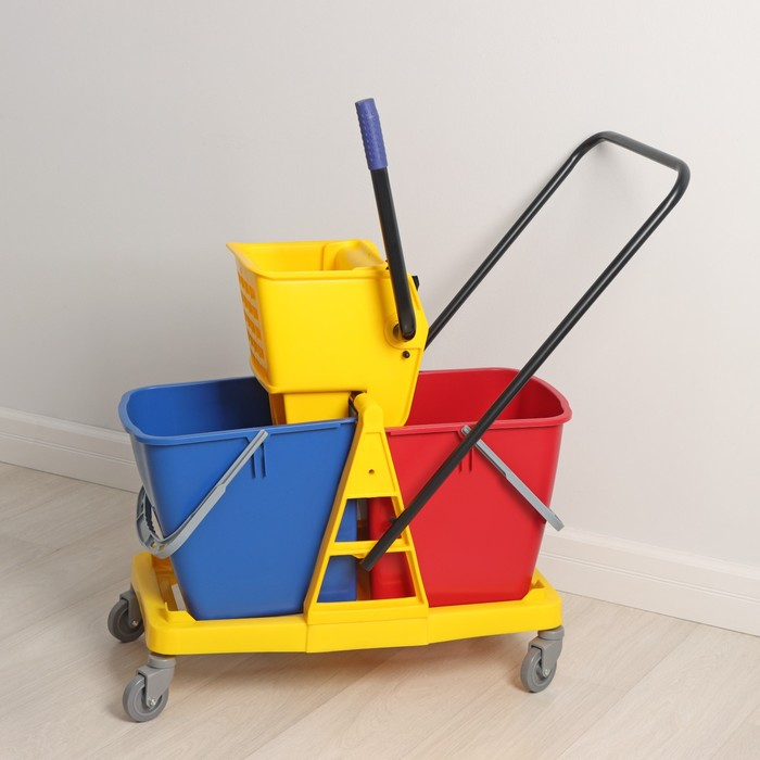 Тележка уборочная двухведерная, с отжимом, 46 л