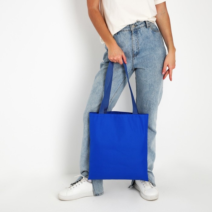 Шопер NAZAMOK, однотонный, 35х0.5х40 см, отд без молнии, без подклада, синий Шопер NAZAMOK, однотонный, 35х0.5х40 см, отд без молнии, без подклада, синий