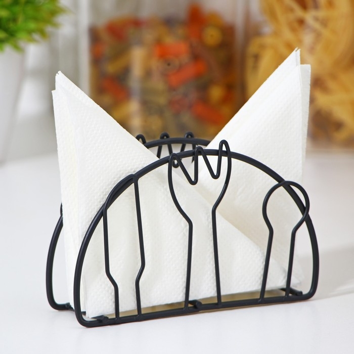 Салфетница Доляна «Столовые приборы»,13×3,5×8 см, цвет чёрный Салфетница Доляна «Столовые приборы»,13×3,5×8 см, цвет чёрный