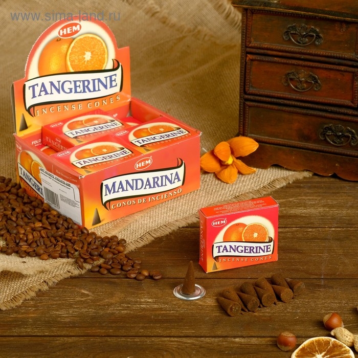 Благовония Благовония "HEM" 10 конусов Мандарин