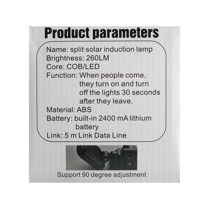 Светодиодный прожектор на солнечной батарее 20 Вт, выносная панель, 15 × 13 × 7 см, 6500К Светодиодный прожектор на солнечной батарее 20 Вт, выносная панель, 15 × 13 × 7 см, 6500К