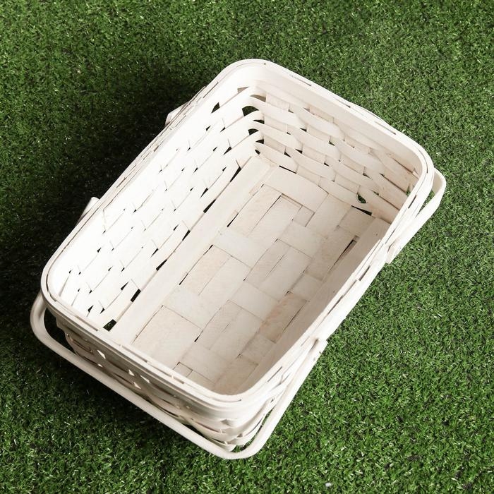 Корзина «Плетёнка», белая, 31,5×12×25,5 см, шпон Корзина «Плетёнка», белая, 31,5×12×25,5 см, шпон