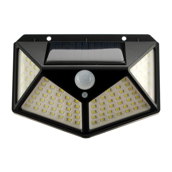Садовый светильник на солнечной батарее с датчиком движения, накладной, 13 × 9.5 × 5.5 см, 100 LED, свечение белое Садовый светильник на солнечной батарее с датчиком движения, накладной, 13 × 9.5 × 5.5 см, 100 LED, свечение белое
