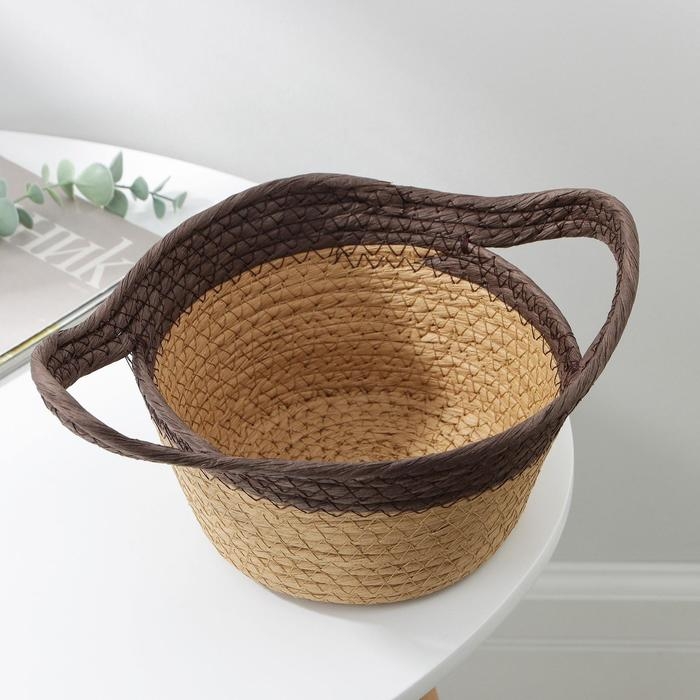 Корзина для хранения плетёная ручной работы Доляна &laquo;Гарден&raquo;, с ручками, 20&times;16&times;12 см, цвет коричневый