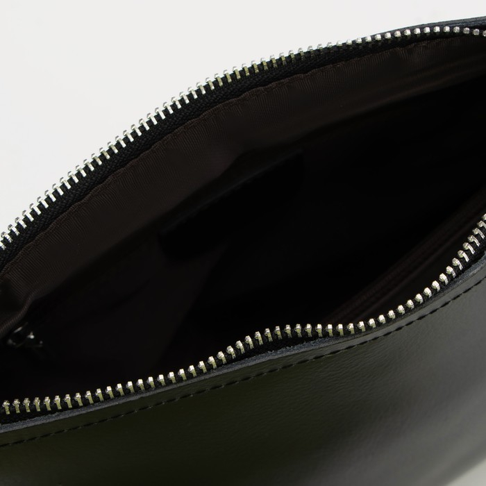 Сумка-тоут на молнии, 2 наружных кармана, длинный ремень, цвет чёрный