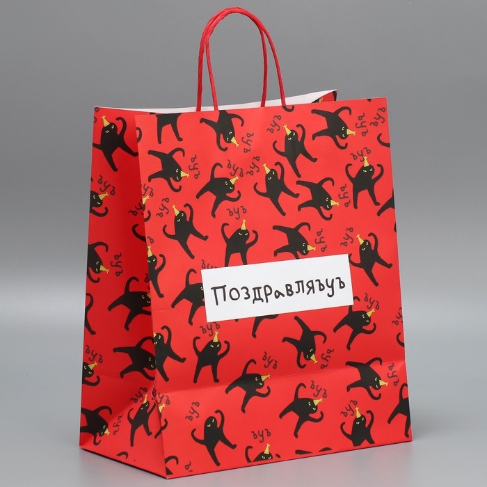 Пакет подарочный крафтовый, упаковка, «Поздравляю», 28 х 32 х 15 см Пакет подарочный крафтовый, упаковка, «Поздравляю», 28 х 32 х 15 см