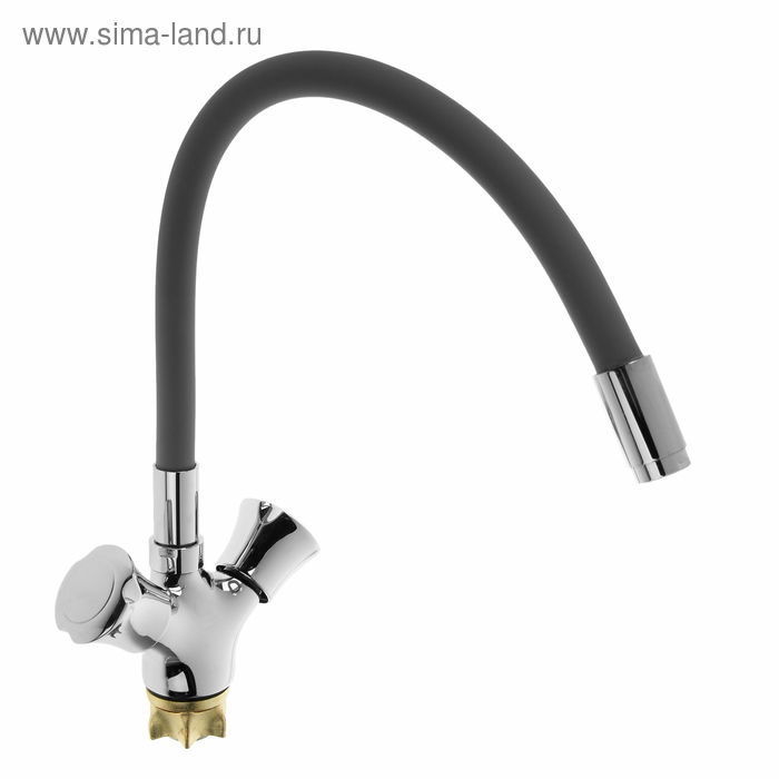 Cмеситель для кухни Accoona A4883T, двухвентильный, силиконовый излив, силумин, серый/хром Cмеситель для кухни Accoona A4883T, двухвентильный, силиконовый излив, силумин, серый/хром