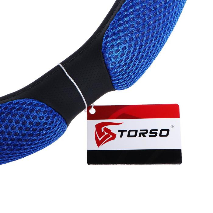 Оплетка на руль TORSO, анатомическая, размер 38 см, чёрно-синий Оплетка на руль TORSO, анатомическая, размер 38 см, чёрно-синий