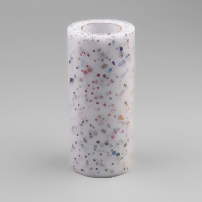 Фатин с разноцветными блёстками, 15 см, 11 ± 1 г/кв.м, 23 ± 1 м, цвет белый №1 Фатин с разноцветными блёстками, 15 см, 11 ± 1 г/кв.м, 23 ± 1 м, цвет белый №1