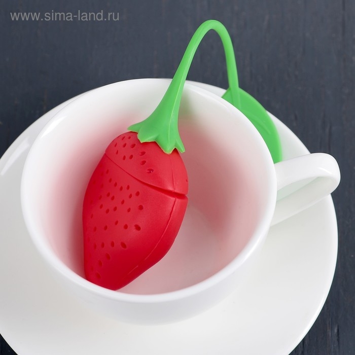 Ситечко для чая Доляна «Клубника», 5×19 см, цвет красный Ситечко для чая Доляна «Клубника», 5×19 см, цвет красный