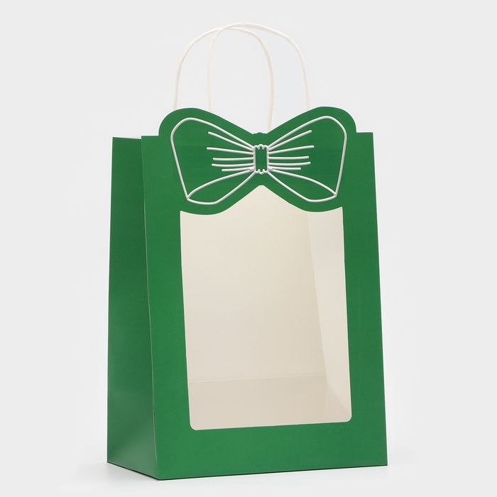 Пакет подарочный новогодний с оком Пакет подарочный новогодний с оком "Бант", 30 х 22 х 14, зеленый.