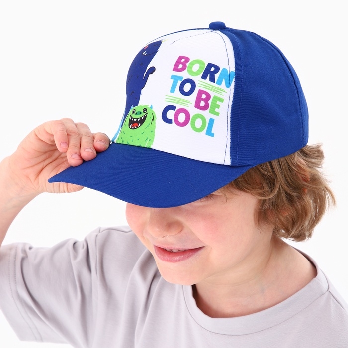 Кепка детская для мальчика Born to be cool, цвет синий, р-р 52-54, 5-7 лет