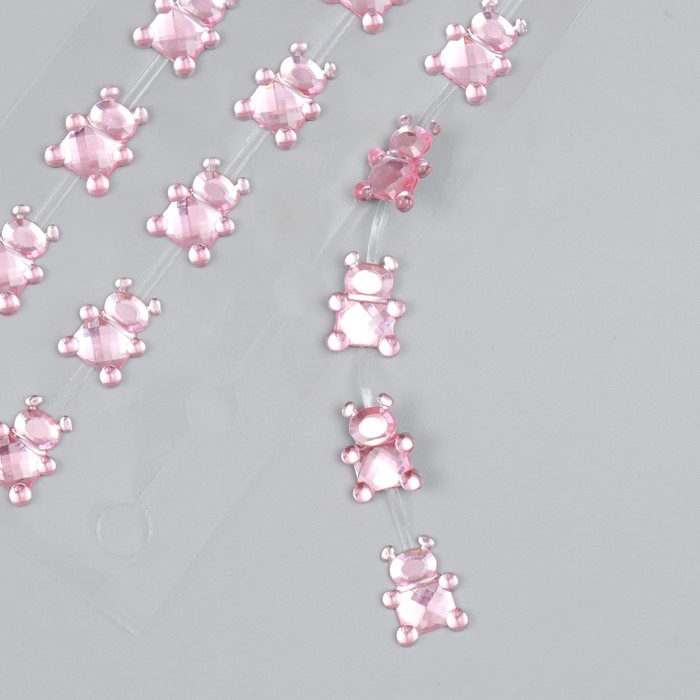 Наклейка пластик стразы Наклейка пластик стразы "Медведи" 6,9х31,2 см