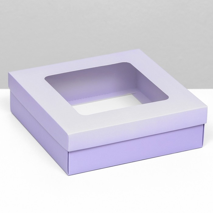Коробка подарочная складная, упаковка, крышка-дно, сиреневая, с окном 20 х 20 х 6 см Коробка подарочная складная, упаковка, крышка-дно, сиреневая, с окном 20 х 20 х 6 см
