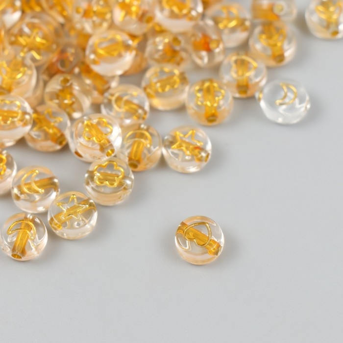 Бусины для творчества пластик Бусины для творчества пластик "Сердечки и звёзды" золото набор 20 гр 0,4х0,7х0,7 см