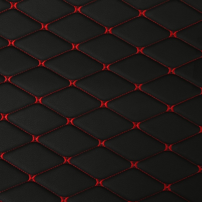 Обшивка салона авто 100×160×0,7 см, кожзам/поролон, ромб, красная строчка Обшивка салона авто 100×160×0,7 см, кожзам/поролон, ромб, красная строчка