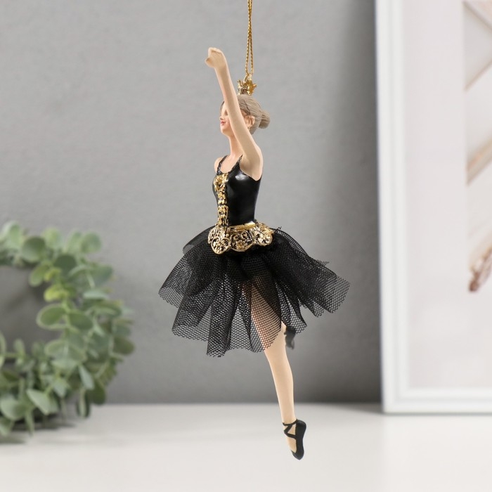 Сувенир полистоун подвеска "Балерина в черном платье - полёт" 9х4х21,5 см