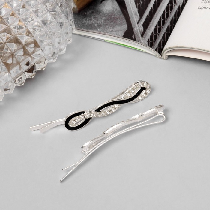 Невидимка для волос  Невидимка для волос "Кэли" (набор 2 шт) петельки, 6 см, серебро