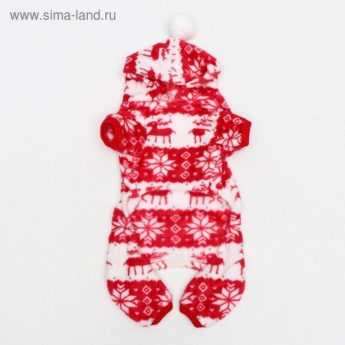 Комбинезон Комбинезон "Олени" с капюшоном, размер S (ДС 25 см, ОГ 35 см, ОШ 25 см), красный