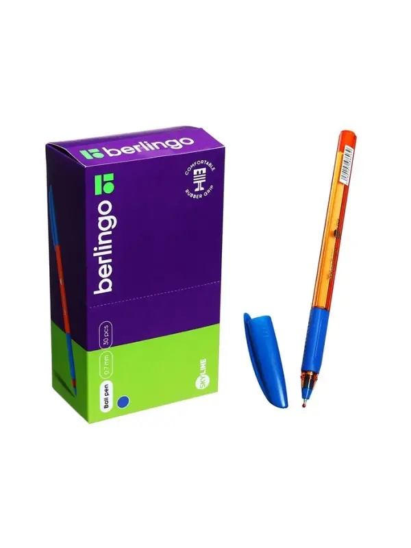 Ручка шариковая Berlingo. Skyline, светло-синий стержень, игольчатый узел 0.7 мм, резиновый упор