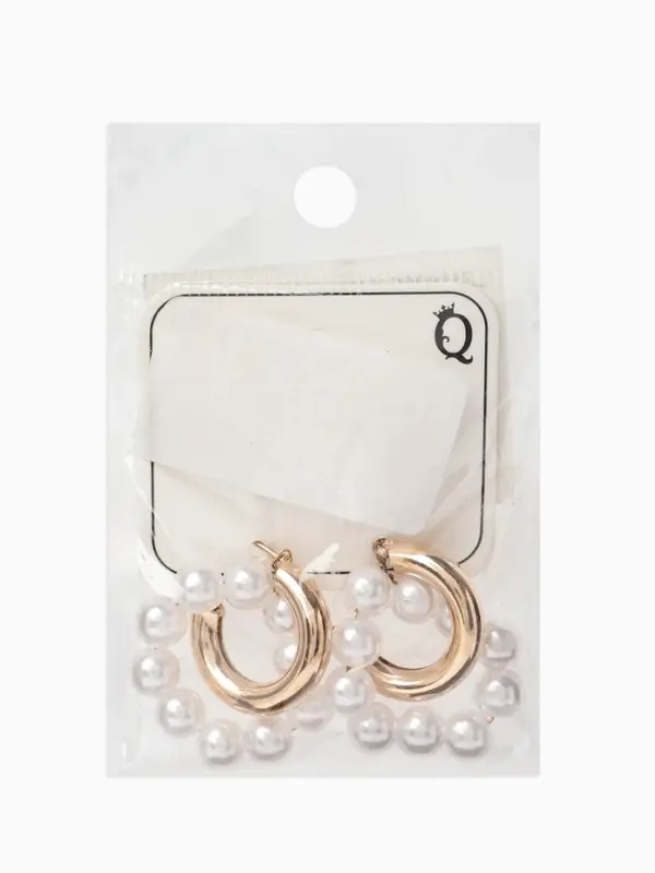 Серьги со съёмным элементом &laquo;Трансформер&raquo; два жемчужных кольца, цвет белый в золоте