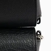 Сумка женская мессенджер TEXTURA на магните, 15&times;6&times;13 см, чёрная