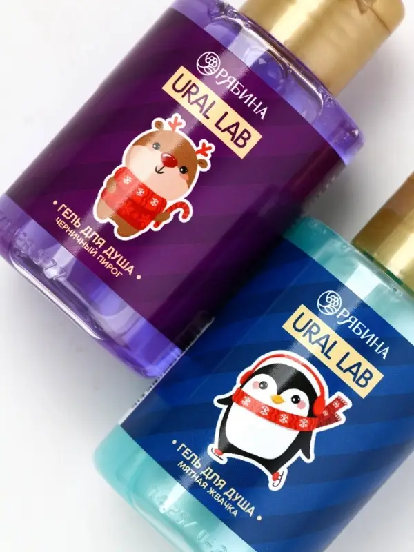 Новогодний подарочный набор косметики Gift for you: гель для душа 2 шт х 100 мл, мочалка для тела, URAL LAB Новогодний подарочный набор косметики Gift for you: гель для душа 2 шт х 100 мл, мочалка для тела, URAL LAB