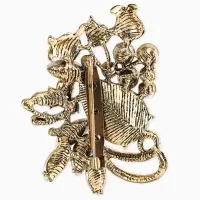 Брошь "Императрица" бутоны роз, цвет светло-коричневый +АВ в чернёном золоте