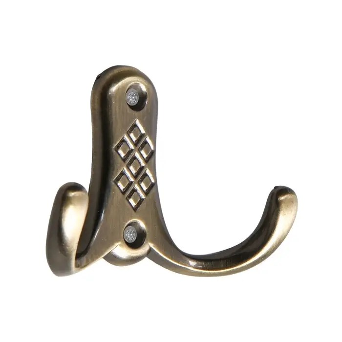 Крючок мебельный ТУНДРА TKd=024, двухрожковый, бронза